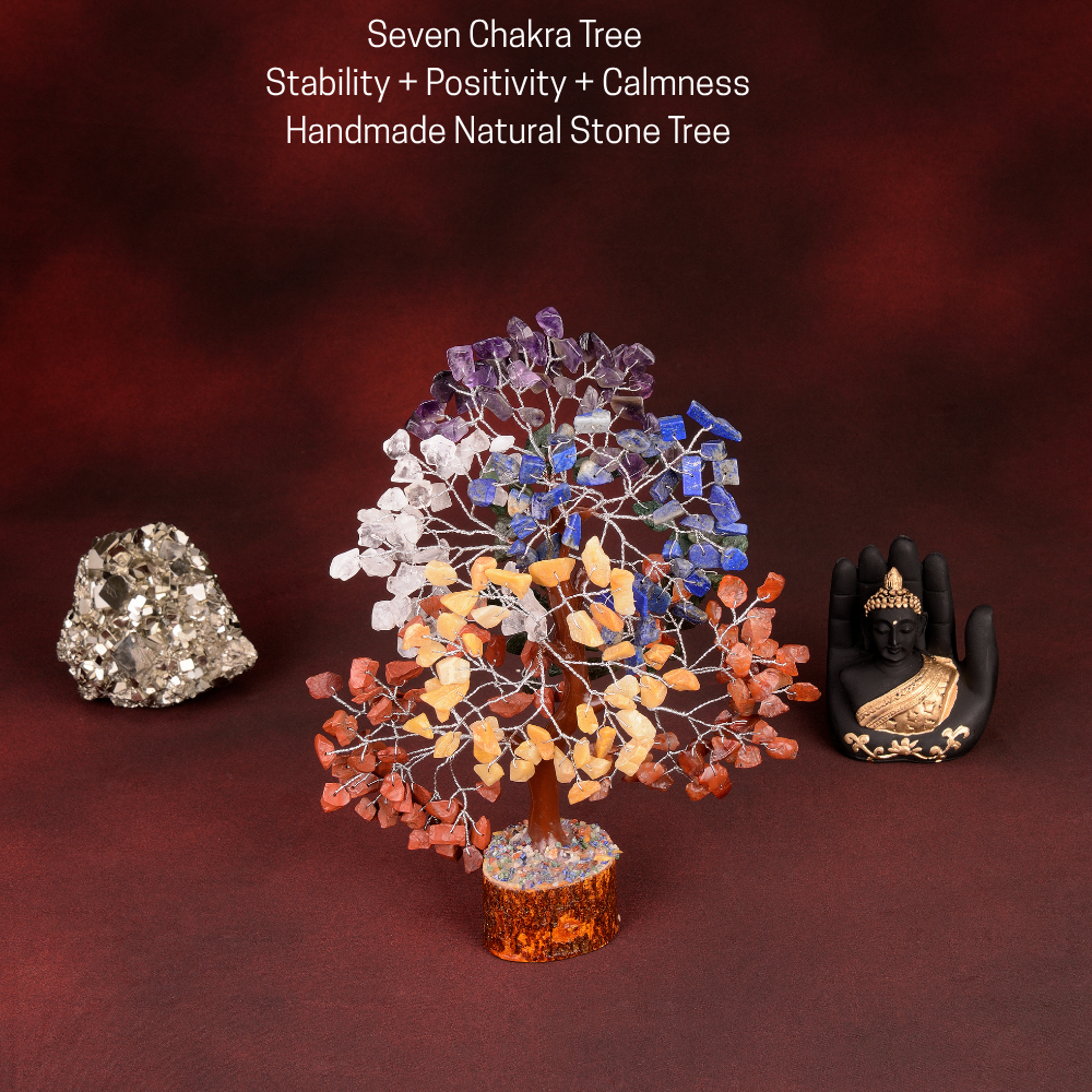 Seven Chakra Tree Silver Wire Set of 4