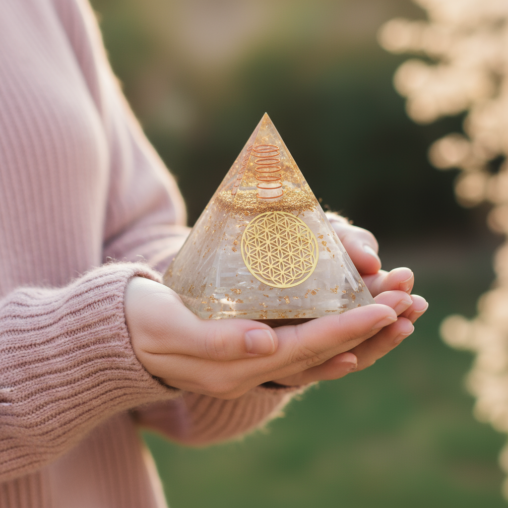 Selenite Glow Orgone Pyramid