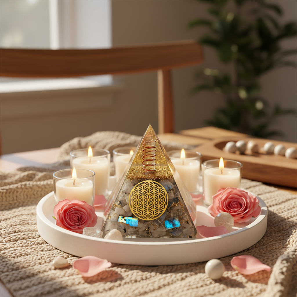 Rainbow Moonstone Orgone Pyramid