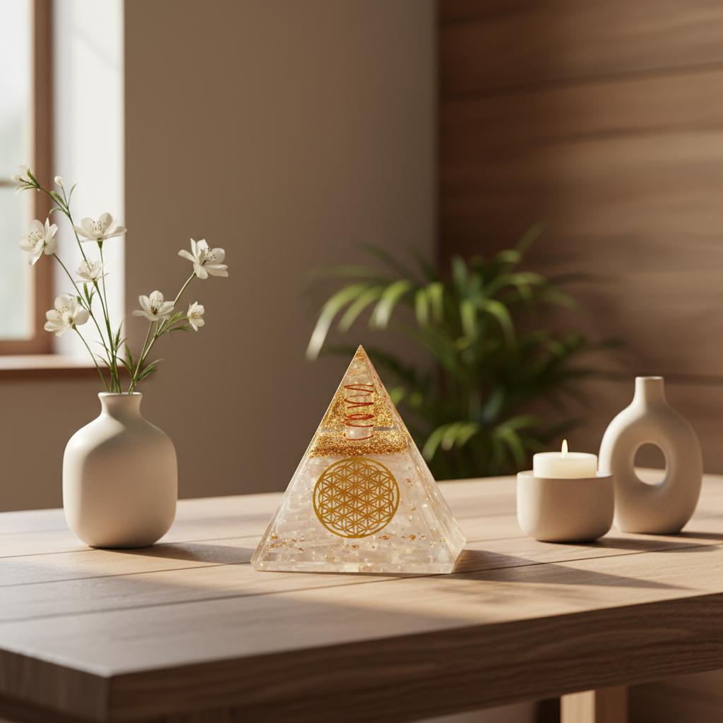 Selenite Glow Orgone Pyramid