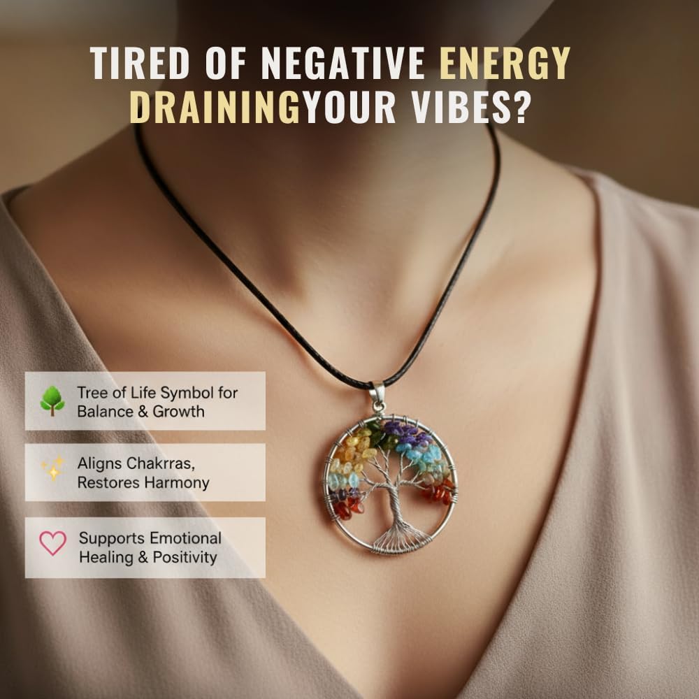 Seven Chakra Tree With Tree of Life Pendants,Bracelets Set