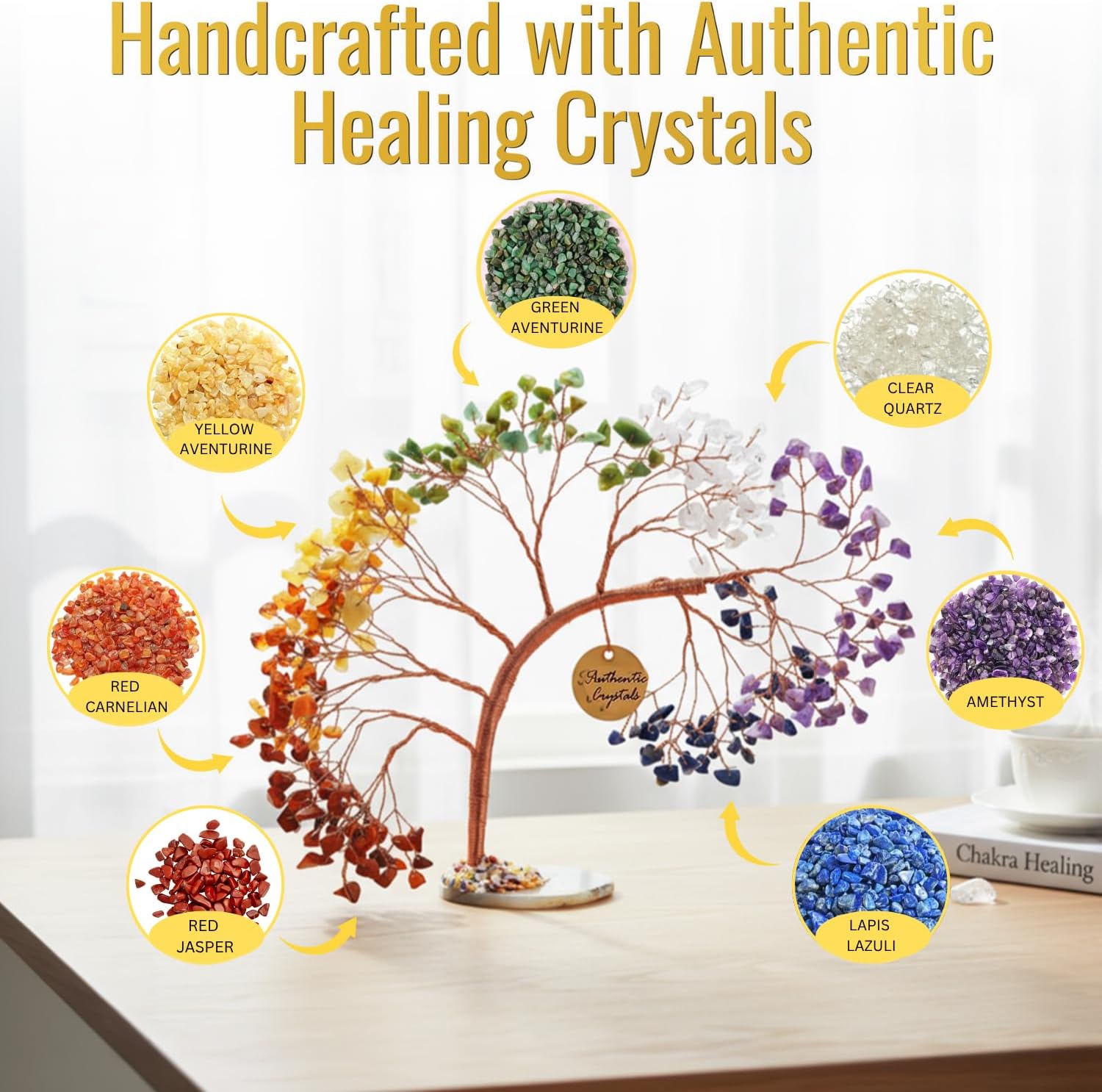 Seven Chakra Tree Copper Wire L Shape