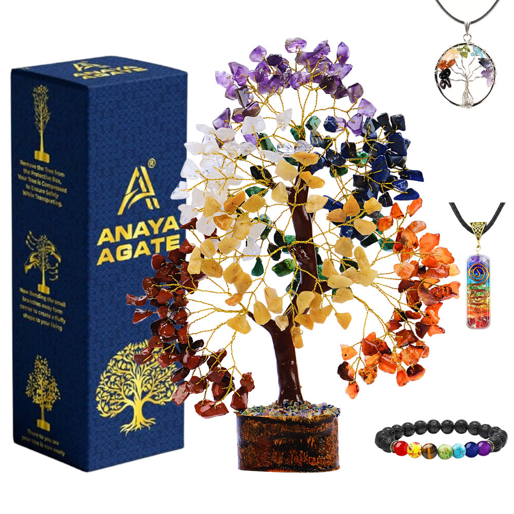 Seven Chakra Tree With Tree of Life Pendants,Bracelets Set