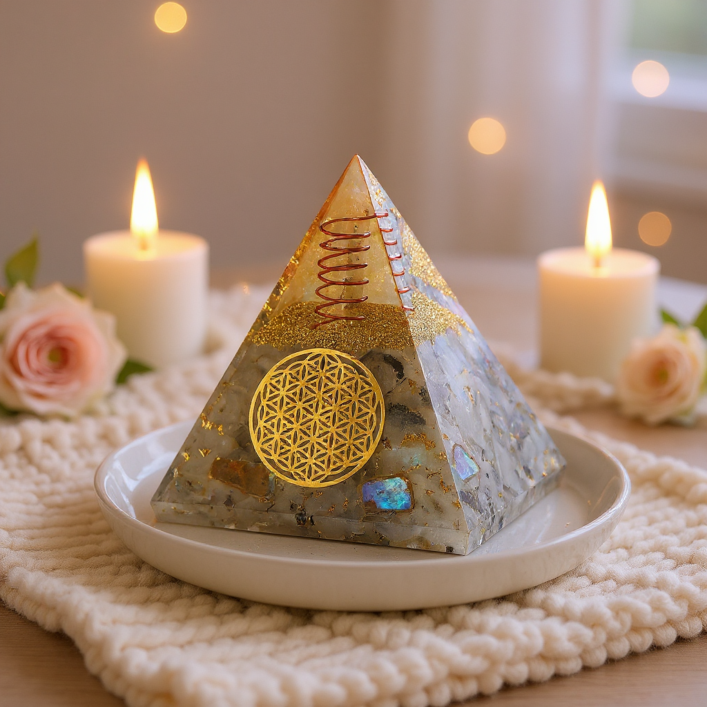 Rainbow Moonstone Orgone Pyramid