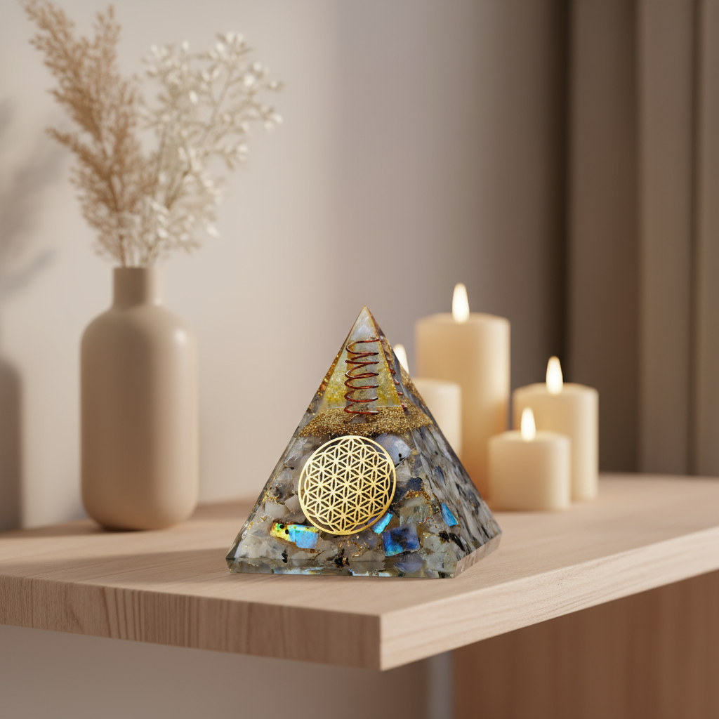 Rainbow Moonstone Orgone Pyramid