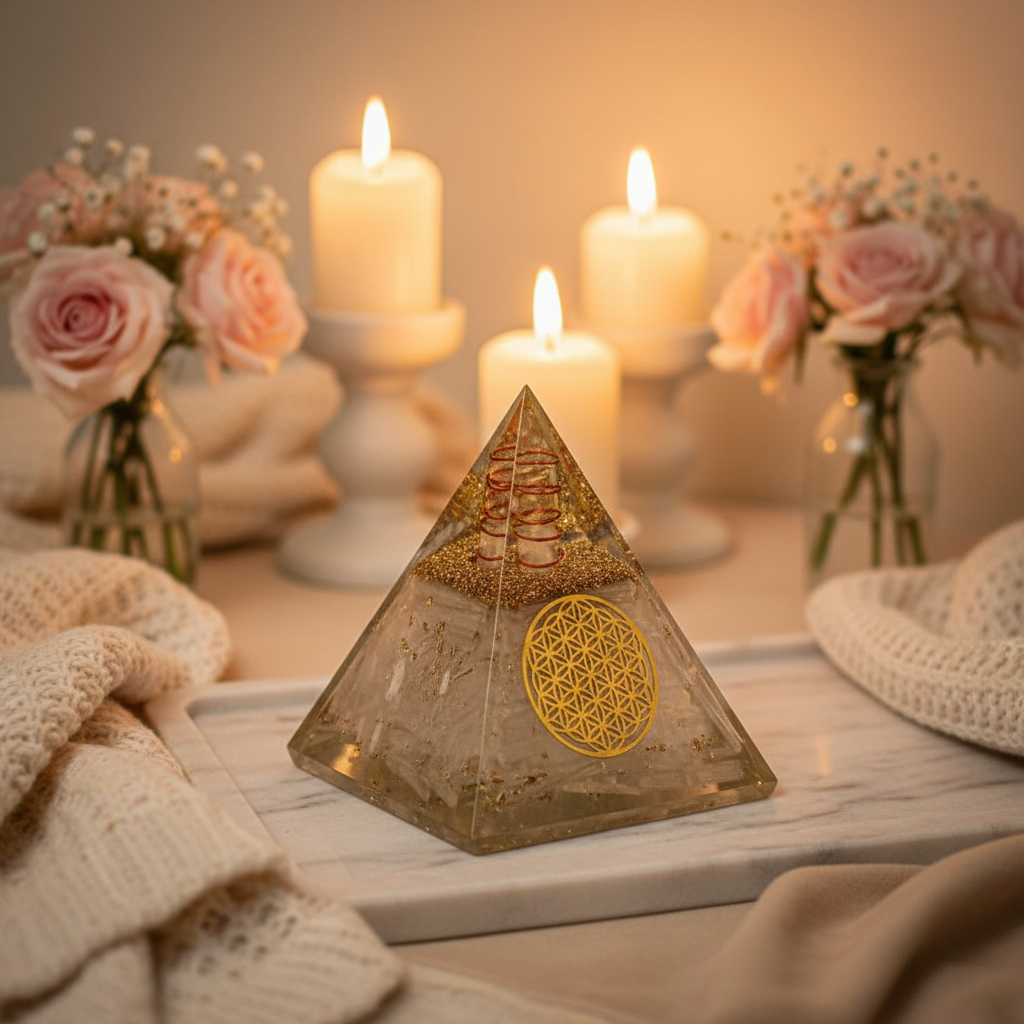 Selenite Glow Orgone Pyramid